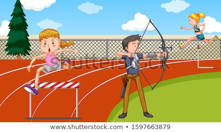 Stockfoto: Scene With People Doing Track And Field Sports