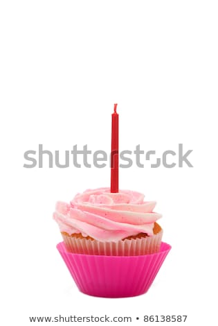 Foto stock: Vanilla Cupcake With Basketweave Icing And Roses