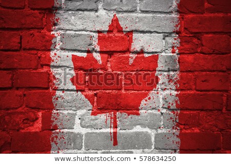 Foto d'archivio: Canadian Flag On Brick Background