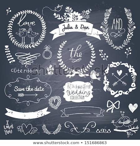 Foto stock: Romantic Graphic Set Borders Hearts Frames Ribbons Labels For Design