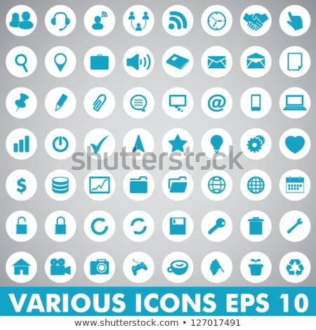 ストックフォト: Download Vector Blue Web Icon Set Button