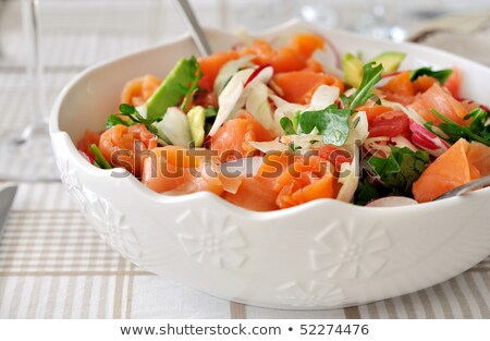 [[stock_photo]]: Smoked Salmon Salad With Mixed Greens Avocadograpefruit