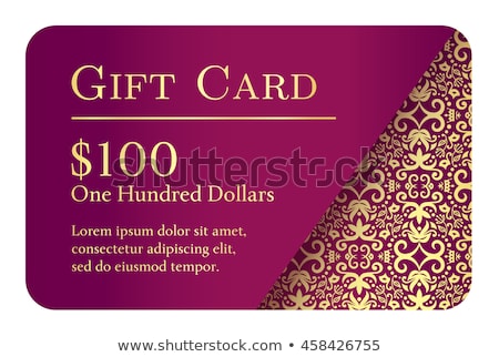 Stok fotoğraf: Vintage Purple Gift Card With Golden Lace Ornament In Right Corner