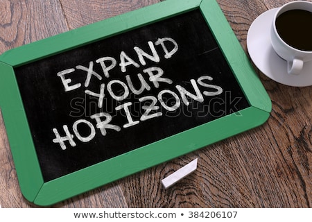 Stok fotoğraf: Expand Your Horizons - Hand Drawn On Green Chalkboard