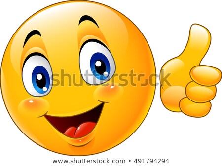 Stock fotó: Hand Giving Thumbs Up Gesture With Cartoon Face