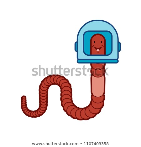 Foto stock: Earthworm In Spacesuit Worm In Space Helmet Vector Illustratio