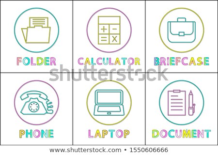Stok fotoğraf: Bright Round Linear Icons For Business App Set