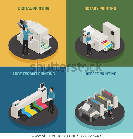 Foto d'archivio: Polygraphy Color Isometric Icons