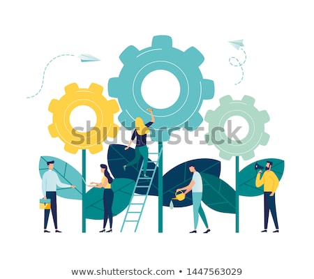 Сток-фото: Farming Cultivation And People Vector Illustration