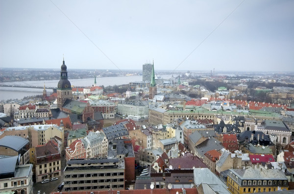 Ryga widok z lotu ptaka centrum miasta budynków miejskich Zdjęcia stock © t3mujin