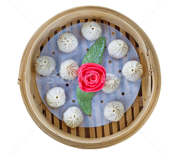 Imagine de stoc: Chinez · dim · sum · serverul · izolat · alb · pătrat