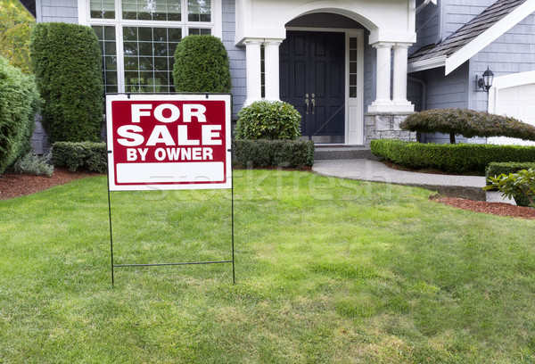 Stock photo: Modern Home for Sale with sign in front yard 