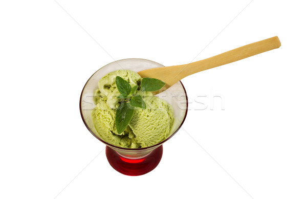 Fresco chá verde sorvete de folha isolado Foto stock © tab62