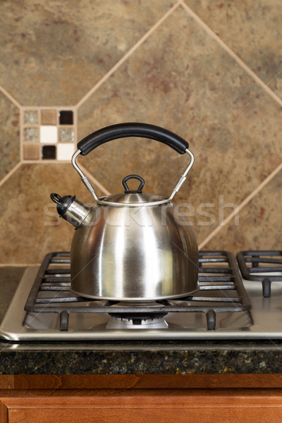 Roestvrij staal thee pot verticaal foto Stockfoto © tab62