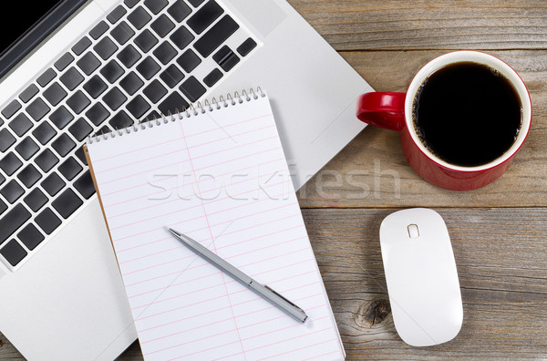 Blank notebook and pen with laptop on office desktop  Stock photo © tab62