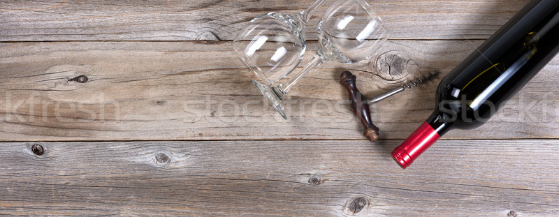 Fles rode wijn schone drinken bril rustiek Stockfoto © tab62