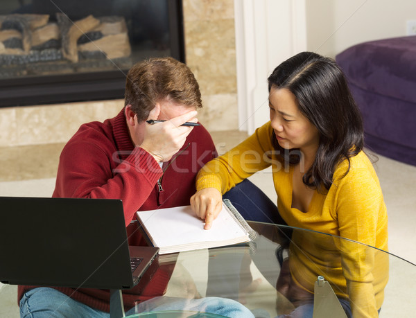 Volwassen paar werken urgent home foto Stockfoto © tab62