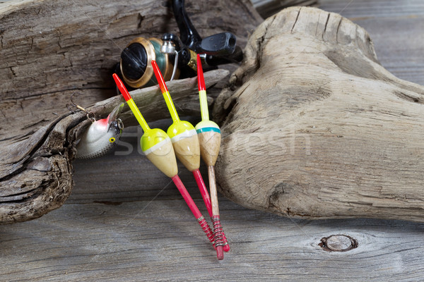 Fishing Objects on Driftwood  Stock photo © tab62