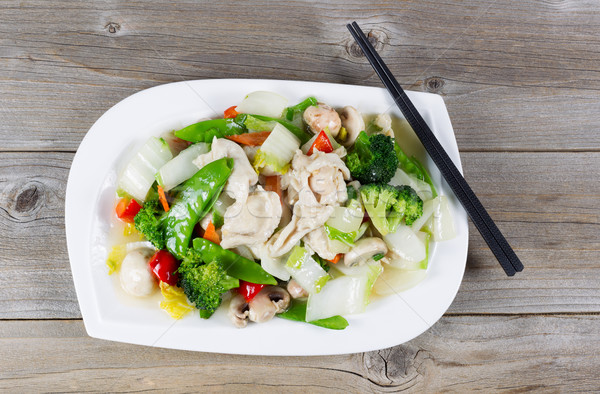Stir fry white chicken and mixed vegetables ready to eat Stock photo © tab62