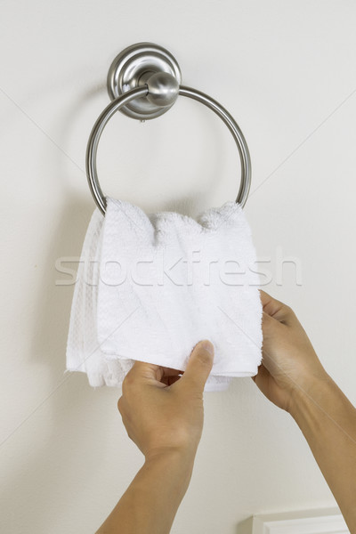Női kezek tiszta mos ruha törölköző Stock fotó © tab62
