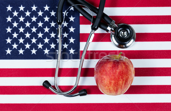 Médicos manzana estetoscopio Estados Unidos América bandera Foto stock © tab62