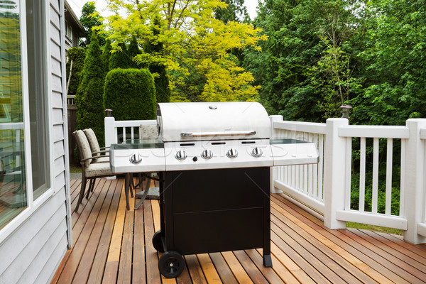 Large BBQ Grill on Wooden Deck  Stock photo © tab62