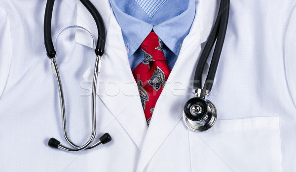 Doctor lab coat with dress shirt and stethoscope Stock photo © tab62