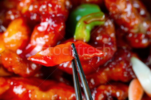 Foto stock: Cozinhado · pimentas · frango · molho · pronto