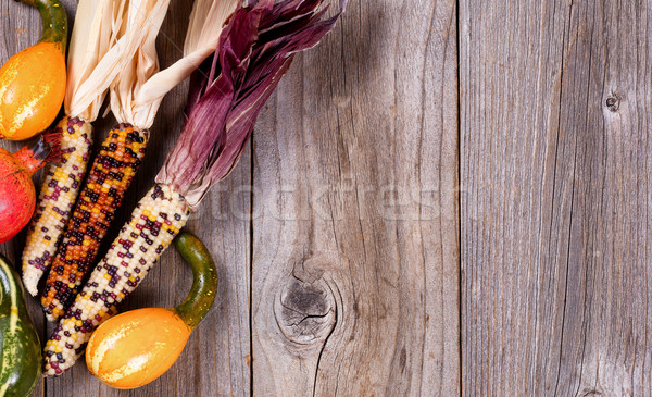 Seasonal mixed fall vegetables on rustic wooden boards Stock photo © tab62