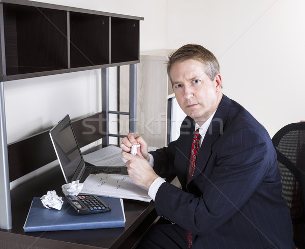 Mature Man not happy working on Personal Income Taxes  Stock photo © tab62