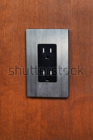 Dual Electrical Outlet on Wooden Wall  Stock photo © tab62