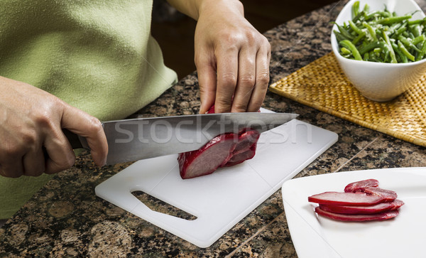 Slicing Pork Meat Stock photo © tab62