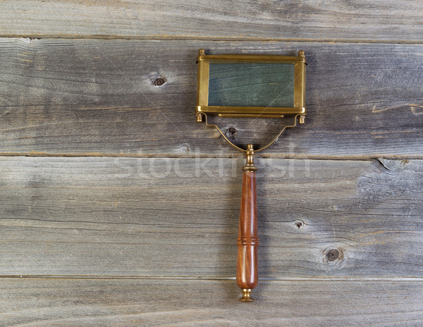 Oude rechthoekig vergrootglas rustiek hout Stockfoto © tab62