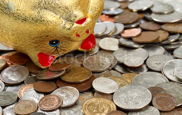 Dying Piggy Bank with spilling coins underneath  Stock photo © tab62