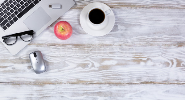 Simple mobile desktop on rustic white wooden desk  Stock photo © tab62