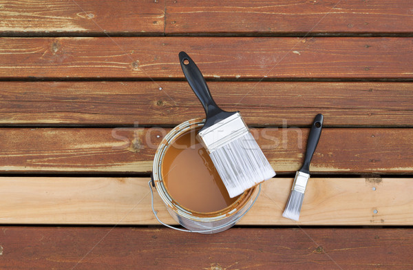 Paint Brush on top of open can of stain  Stock photo © tab62