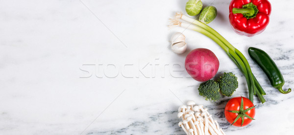 Friss egész zöldségek gyümölcs természetes márvány Stock fotó © tab62