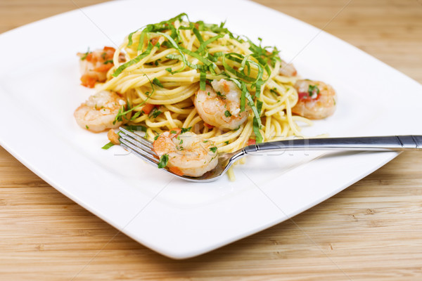 Pasta dish with Shrimp in Fork  Stock photo © tab62