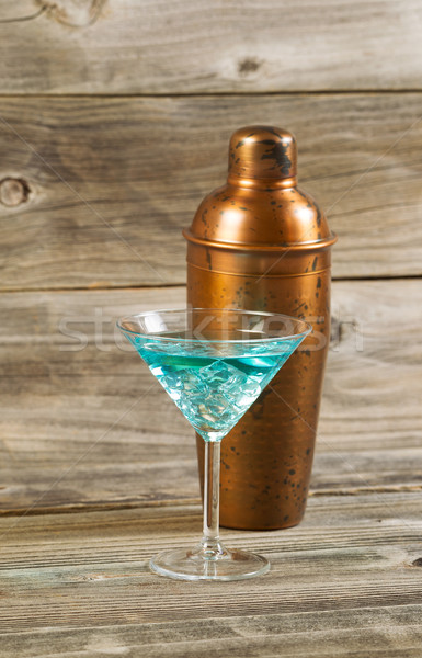 Mixed drink and Metal Mixer on Rustic Wood  Stock photo © tab62