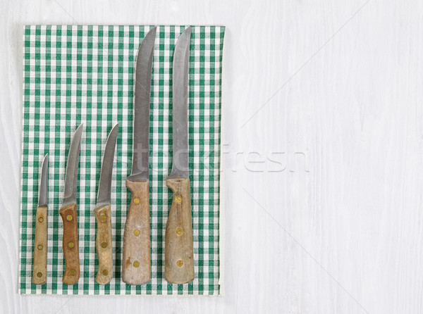 Traditional Knife Set on white wood background  Stock photo © tab62