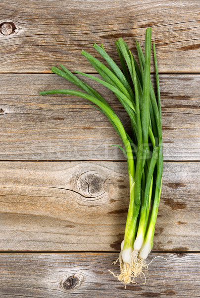 Green onions on rustic wooden boards  Stock photo © tab62