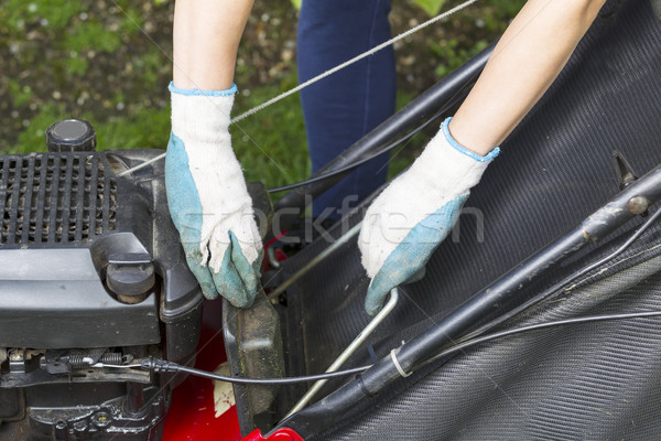 Installing catch bag on lawnmower  Stock photo © tab62