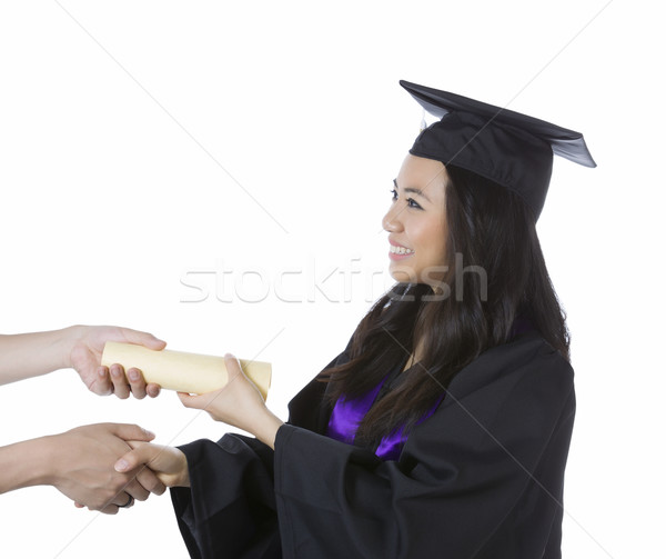 Young Adult Woman Receiving her Diploma while Graduating Stock photo © tab62
