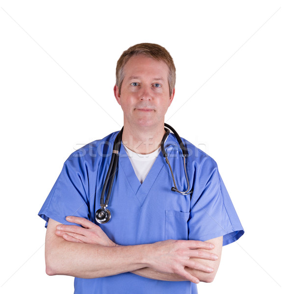 Doctor wearing blue scrubs isolated on white background  Stock photo © tab62