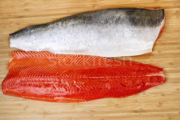 Fresh Red Salmon Fillets on Bambbo Board  Stock photo © tab62