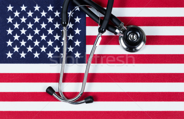 Medical concept with stethoscope on the United States flag Stock photo © tab62