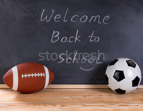 Sports equipment with black chalkboard in background  Stock photo © tab62