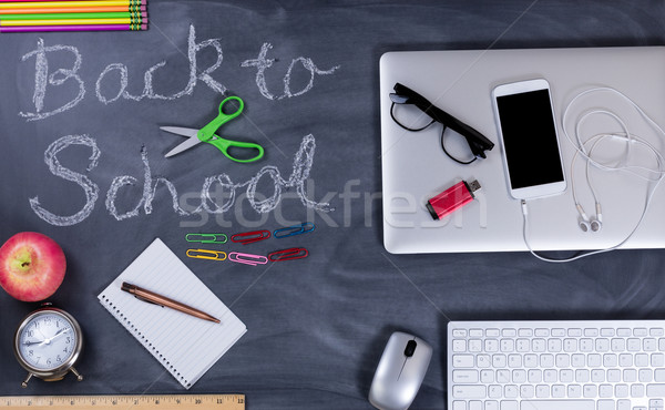 Back to school supplies both modern and past history Stock photo © tab62