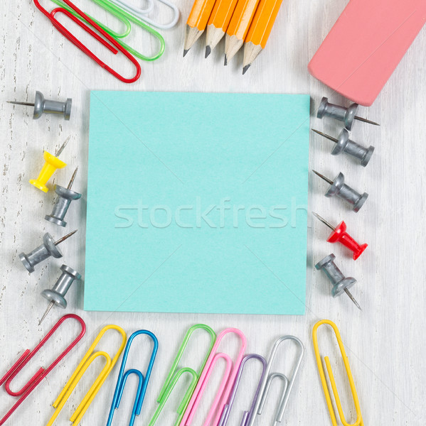 Close up of School Supplies on White Wood  Stock photo © tab62