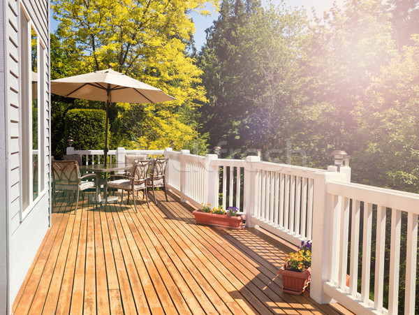 Bright daylight falling on home outdoor deck Stock photo © tab62